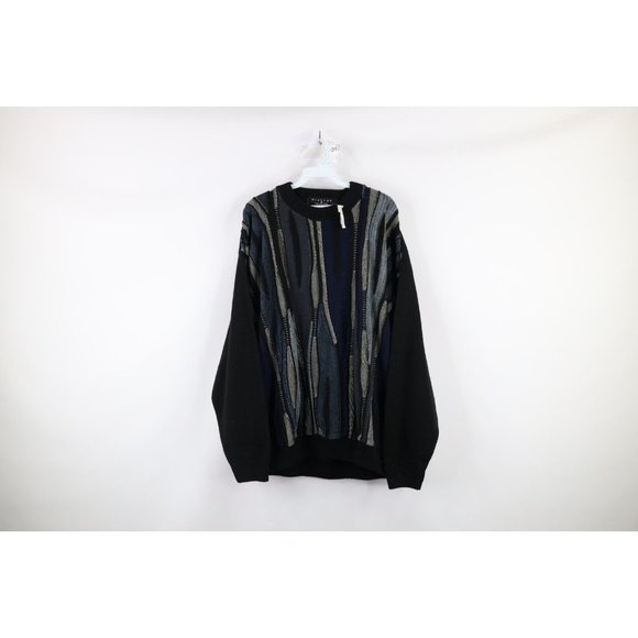 NOS Vintage 90s Coogi Style Mens Large Ed Bassmaster Textured Knit Cosby Sweater